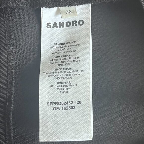 SANDRO Black “Melinda” One Shoulder Mini Dress with Gold Buttons - Picture 6 of 15